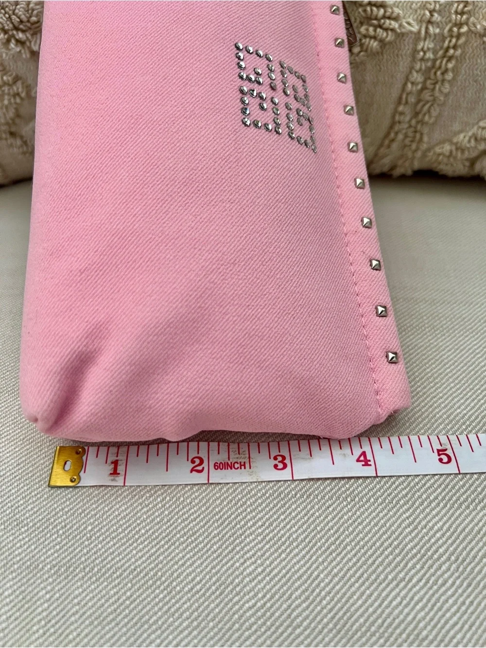 Givenchy Pink Studded Rhinestone Logo Make Up Cosmetic Pouch Bag